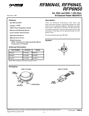 RFM6N50 Datasheet PDF Intersil