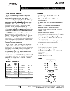 ICL7660SCBA Datasheet PDF Intersil