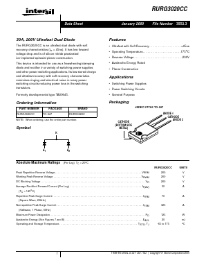 RURG3020CC Datasheet PDF Intersil