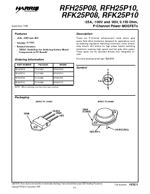 RFH25P10 Datasheet PDF Intersil