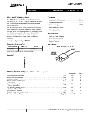 RURG80100 Datasheet PDF Intersil