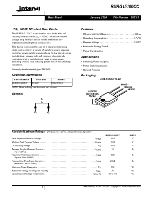 RURG15100CC Datasheet PDF Intersil