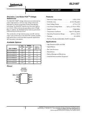 ISL21007 Datasheet PDF Intersil