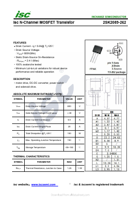 2SK2089-262 Datasheet PDF Inchange Semiconductor