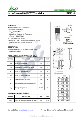 K2314 Datasheet PDF Inchange Semiconductor