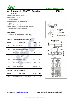 IRF9141 Datasheet PDF Inchange Semiconductor