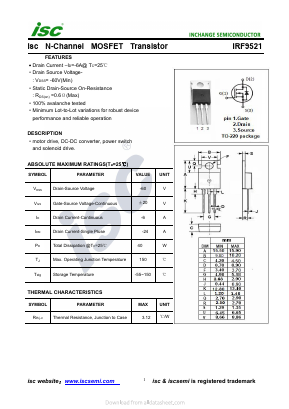 IRF9521 Datasheet PDF Inchange Semiconductor