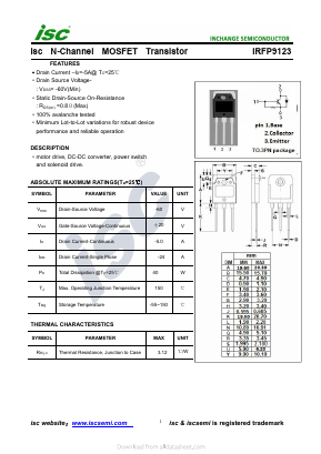 IRFP9123 Datasheet PDF Inchange Semiconductor