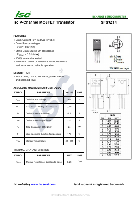 SFS9Z14 Datasheet PDF Inchange Semiconductor