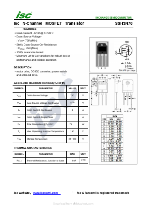 SSH3N70 Datasheet PDF Inchange Semiconductor