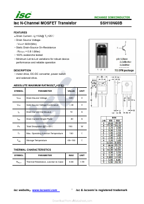 SSH10N60B Datasheet PDF Inchange Semiconductor
