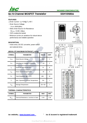 SSH10N80A Datasheet PDF Inchange Semiconductor