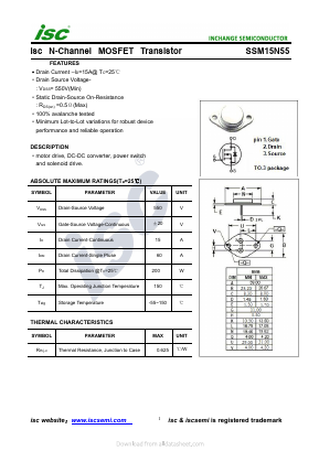 SSM15N55 Datasheet PDF Inchange Semiconductor