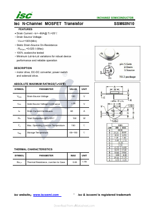 SSM60N10 Datasheet PDF Inchange Semiconductor
