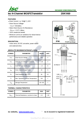 K1060 Datasheet PDF Inchange Semiconductor