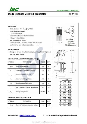 K1116 Datasheet PDF Inchange Semiconductor