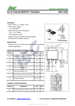 2SK1152S Datasheet PDF Inchange Semiconductor