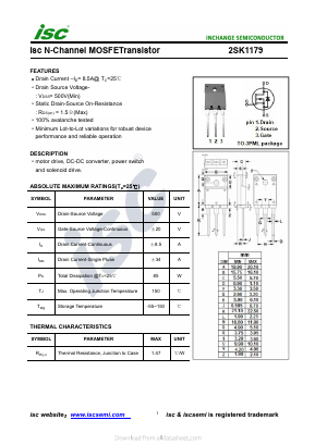K1179 Datasheet PDF Inchange Semiconductor