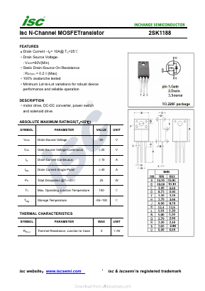 2SK1188 Datasheet PDF Inchange Semiconductor