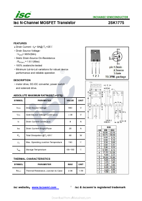 2SK1775 Datasheet PDF Inchange Semiconductor