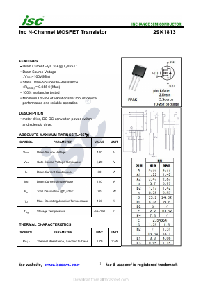 K1813 Datasheet PDF Inchange Semiconductor