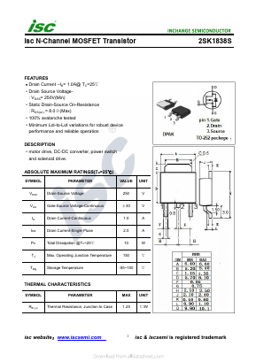 K1838S Datasheet PDF Inchange Semiconductor