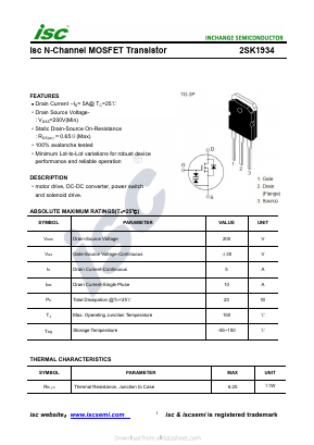 2SK1934 Datasheet PDF Inchange Semiconductor