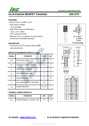 K1270 Datasheet PDF Inchange Semiconductor