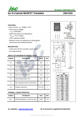 2SK1629 Datasheet PDF Inchange Semiconductor