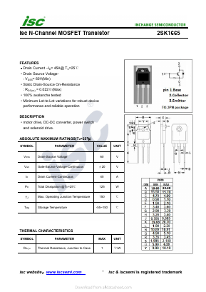 K1665 Datasheet PDF Inchange Semiconductor