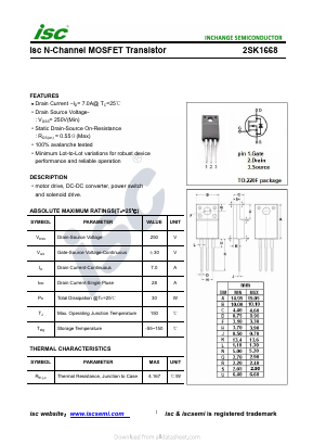 K1668 Datasheet PDF Inchange Semiconductor