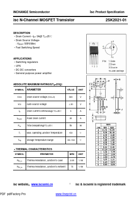 2SK2021-01 Datasheet PDF Inchange Semiconductor