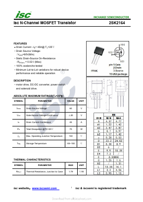2SK2164 Datasheet PDF Inchange Semiconductor