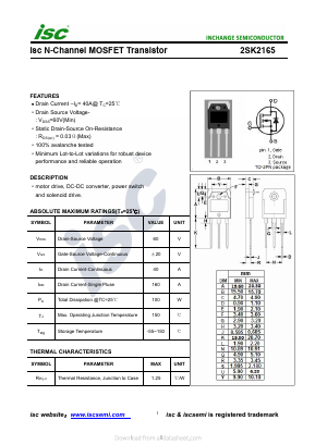 2SK2165 Datasheet PDF Inchange Semiconductor