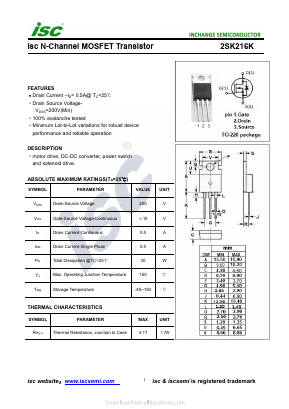 2SK216K Datasheet PDF Inchange Semiconductor