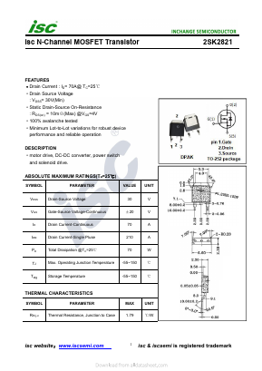 2SK2821 Datasheet PDF Inchange Semiconductor