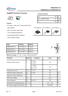 IPB80P04P4L-04 Datasheet PDF Inchange Semiconductor