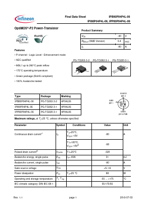 IPB80P04P4L-06 Datasheet PDF Inchange Semiconductor