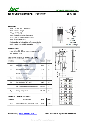 K3450 Datasheet PDF Inchange Semiconductor