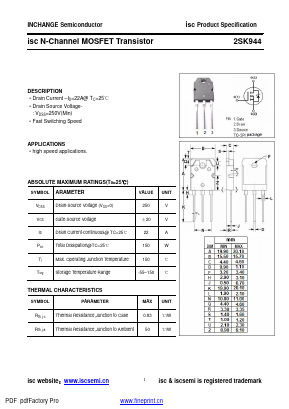 2SK944 Datasheet PDF Inchange Semiconductor