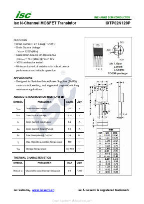 IXTP02N120P Datasheet PDF Inchange Semiconductor
