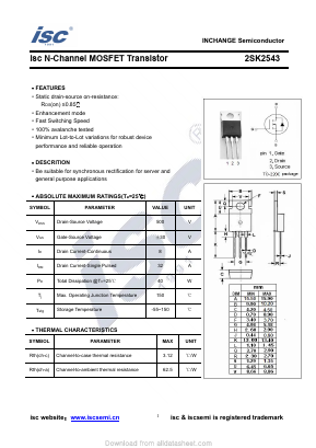2SK2543 Datasheet PDF Inchange Semiconductor