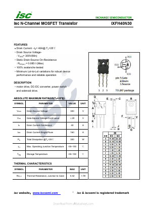 IXFH40N30 Datasheet PDF Inchange Semiconductor