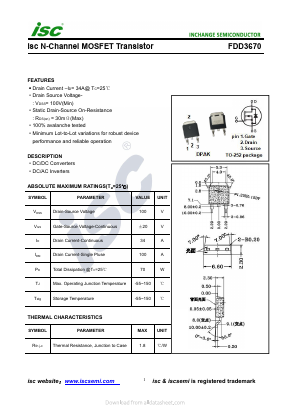 FDD3670 Datasheet PDF Inchange Semiconductor