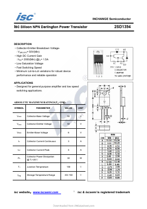 2SD1394 Datasheet PDF Inchange Semiconductor