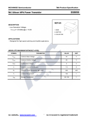 SS8050-SOT23 Datasheet PDF Inchange Semiconductor
