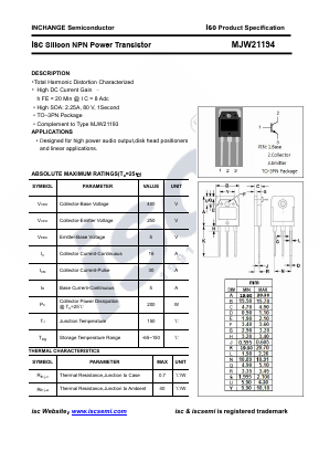 MJW21194 Datasheet PDF Inchange Semiconductor