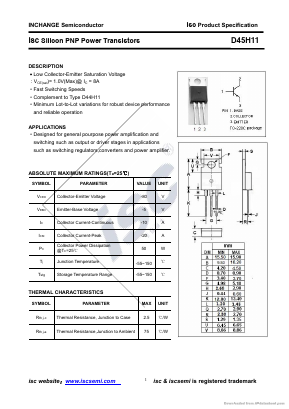 D45H11 Datasheet PDF Inchange Semiconductor
