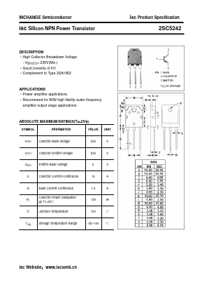 2SC5242 Datasheet PDF Inchange Semiconductor