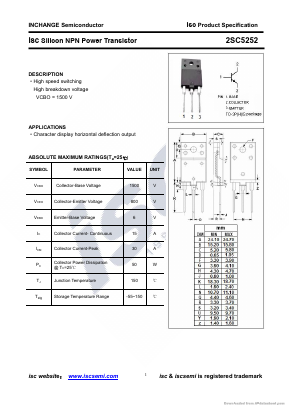 2SC5252 Datasheet PDF Inchange Semiconductor